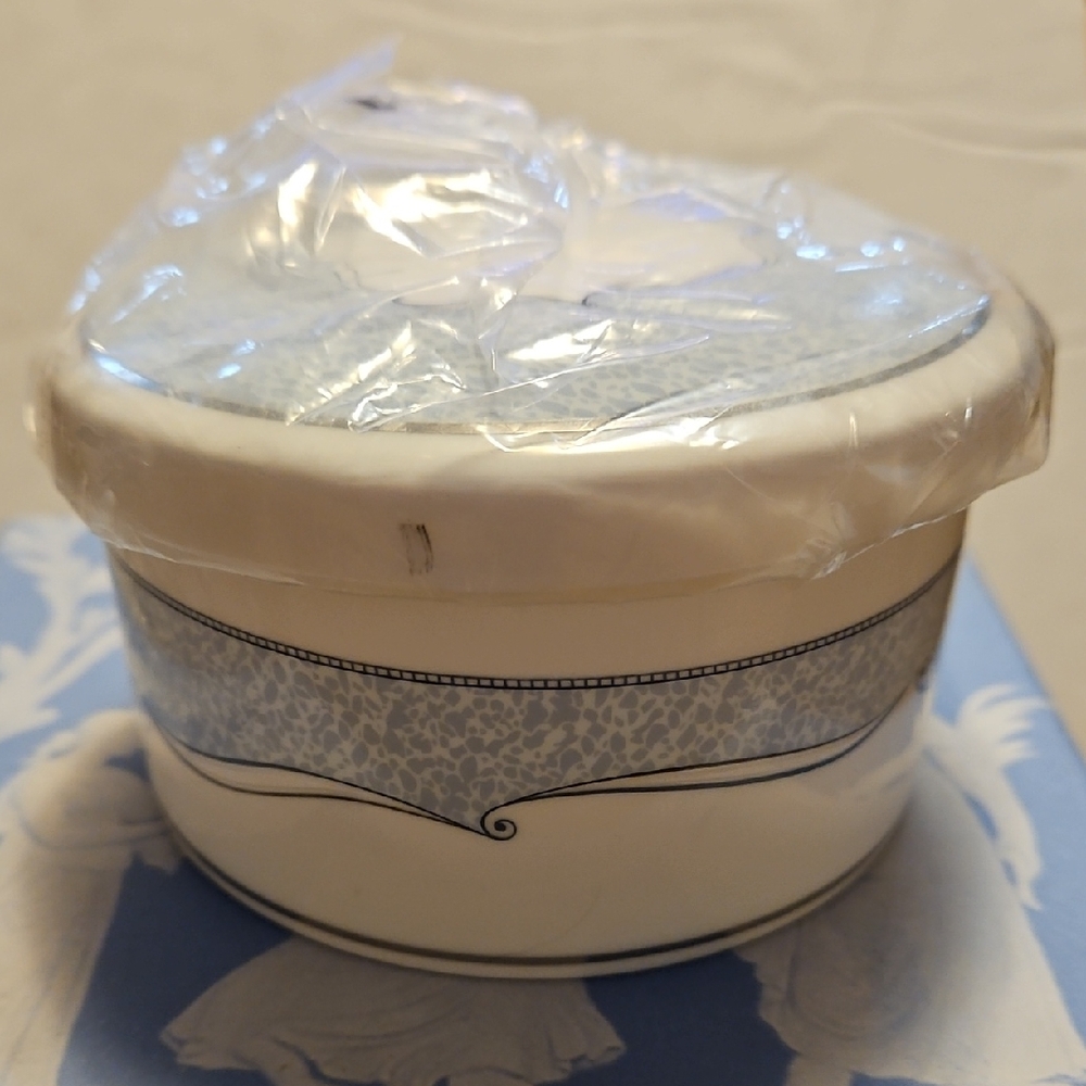 Wedgwood White and Blue Accent Trinket Bowl, In Box